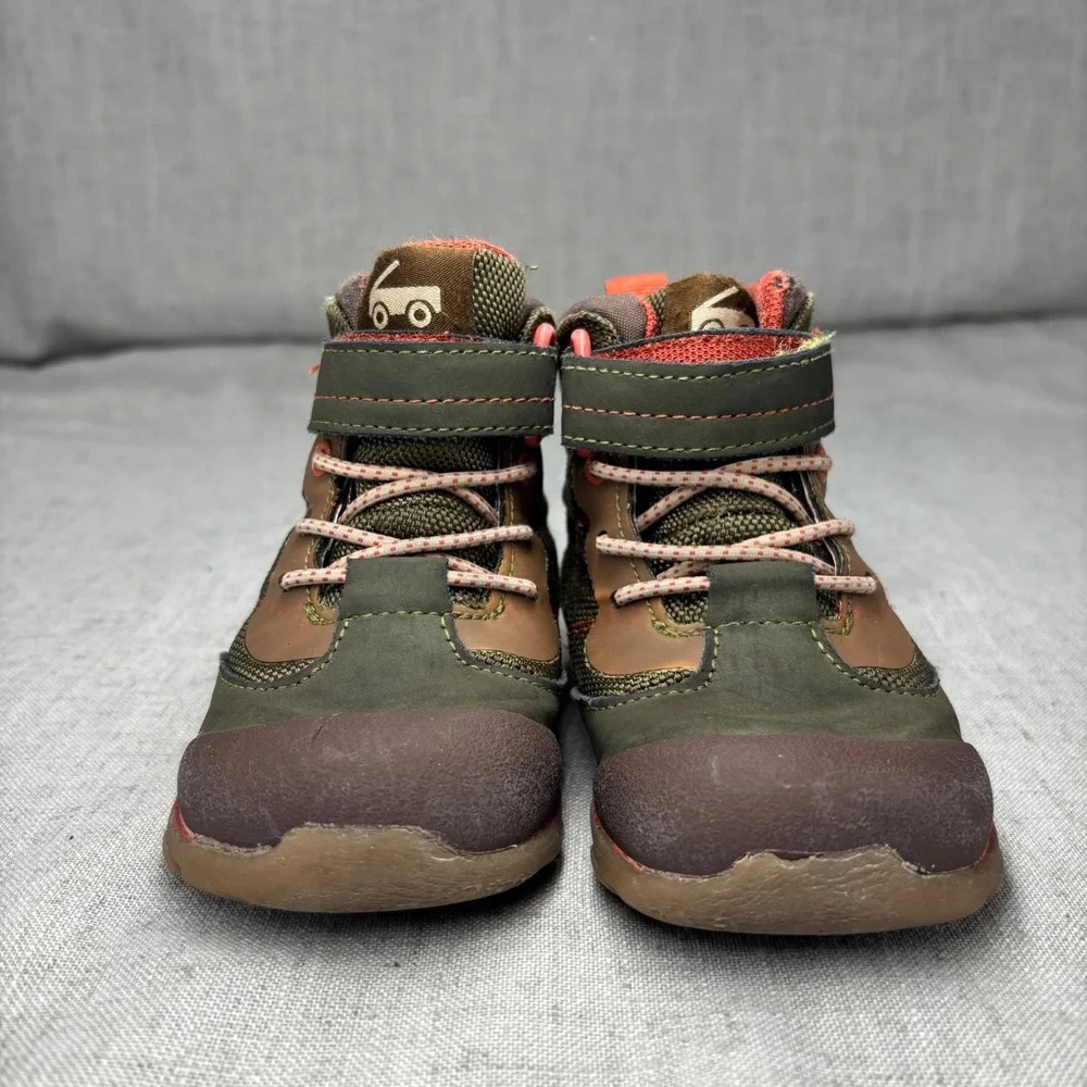 See Kai Run Sam Waterproof Hiking Boots Toddler Size 8 Olive Green Brown Orange